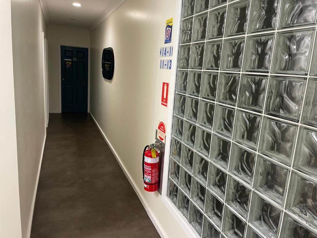 Interior corridor and room numbering at Lakeview Motor Inn, Belmont South NSW
